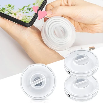 Transparentné Okrúhly Kábel Winder Úložný Box Prenosný Otočná Telefón, USB Dátový Kábel Line Držiak Drôtu, Riadenie Organizácie