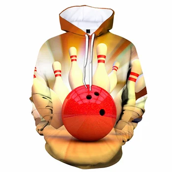 3D Tlač Bowling mikina s Kapucňou Pre Mužov Dlhým rukávom v Pohode Pulóver Osobnosti Hoodies Deti Mikina Vonkajšie Oblečenie Sportwear