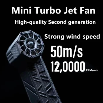2. Generácie Výkonné Dúchadlo Mini Turbo Jet Fan kvalitné Striedavý Motor 120,000 ot. / MIN Rýchlosť Vetra 50+m/s, Ručné Potrubia Ventilátor