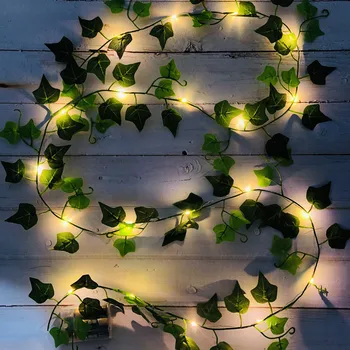 Umelé Zelenej Listovej Kvet Led Svetlá Veniec, Vianočné Dekorácie pre Domov Dovolenku Strom Záhradné Osvetlenie, Svadobné Dekor Navidad