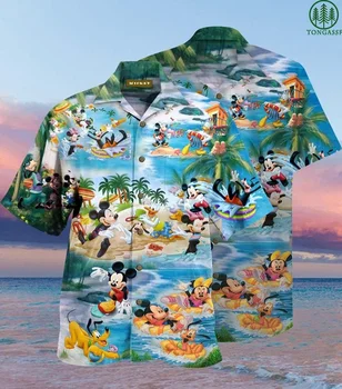 Mickey Havajské Košele pre Mužov Daisy Pluto Disney Piknik Havajské Košele