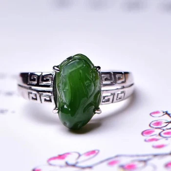 Otváracie Svetlo Zelená Hetian Kamenný Kruh, Vyrezávané PiXiu Krúžok Šťastie Pre Človeka Ženy Kameň Crystal Darčeková Prsteň, Šperky, Veľkoobchod