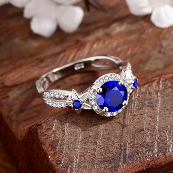 Szjinao Kolo Rezaných Kvetov Tvarované Sapphire Krúžok Pre Ženy Originálne 100% Rýdzeho Striebra 925 Kameň Vintage Šperky Factory Ručné