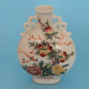 Čínske staré porcelánové Rodinný Ružový Porcelán Dvojité ucho váza