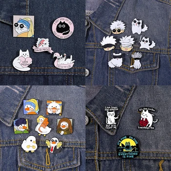Anime Zvieratá Smalt Pin Mačka Kačka Vtákov Brošňa Odznak Šperky Príslušenstvo WholesaleLapel Kovové Darčeky Batoh Klobúk Priateľmi