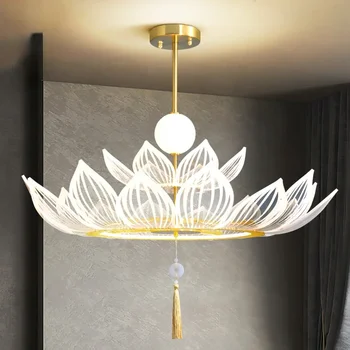 Nová Čínska-Štýl Luster Lampa v Obývacej Izbe Štúdia Budhistické Hala Izbe Čaj Čínsky Štýl Chrámu Lotus Lotus Stropné Lampy