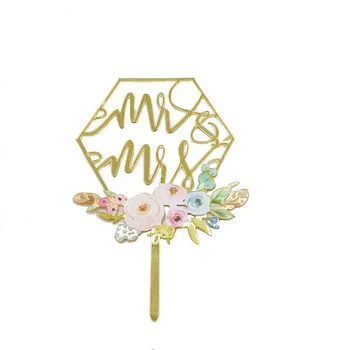 Výrazný Mr&Mrs Svadobné Akryl Tortu Vňaťou Zlaté Svadobné Cupcake Vňaťou Dodávky pre Svadobné Party Cake Dekorácie 2020 Nové