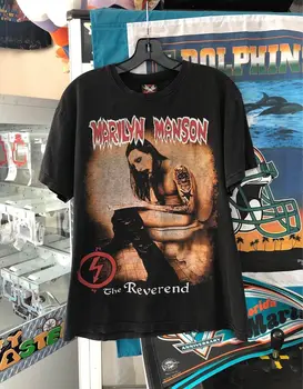 Marilyn Manson Reverend Dotlač 2 stranný základné čierne tričko bavlna NH4055