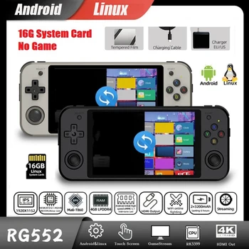RG552 Retro Video Herné Konzoly 5.36 Palcový IPS 1920X1152 16 G Duálne Systémy Android, Linux Pocket Hry Hráč