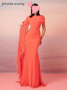 Šťastie Večer Elegantný Retro Morská Víla Pierko Korálkové Crystal Prispôsobené Formálne Príležitosti Prom Šaty Večerné Party Šaty