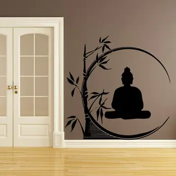 Umelecké Meditujúci Budha Bambusu Cartoon Samolepky na Stenu Domova pre Obývacia Izba, detská Izba Dekorácie Spálňa Stenu Decor