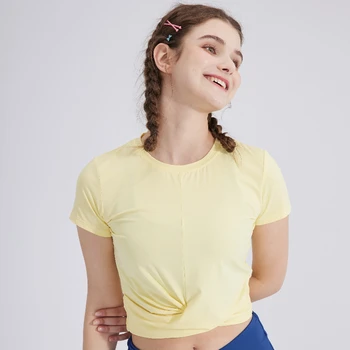 Krátky Rukáv Atletický Plodín Topy pre Ženy Kríž Zábal Cvičenie T-Shirts Voľné Športové Telocvični Oblečenie