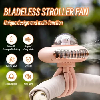 Prenosné Bladeless Nabíjateľná Mini Auto Ventilátor Fanúšikov USB Baby Kočík Ventilátor 2000mAh Batéria Bezdrôtového Elektrické Vzduchu Chladič Strane