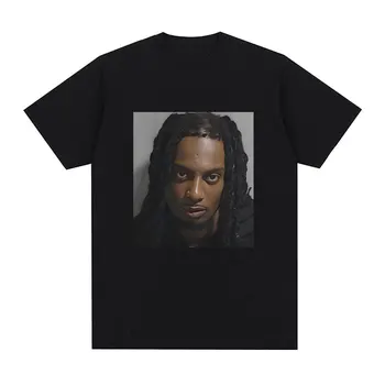 Rapper Playboi Carti Mugshot Grafické T-shirt pánske Módne Vintage Hip Hop T Shirt Bežné Bavlna Krátky Rukáv Nadrozmerné T-Shirts