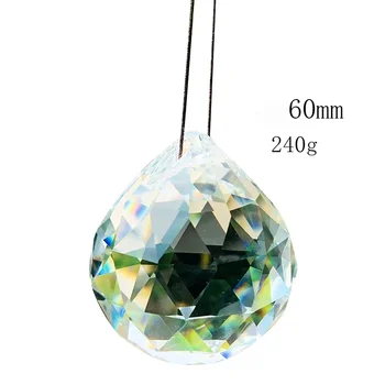 60 mm Tvárou Prism Crystal Ball Luster Sklo Art Stropné Svietidlo Pilier Lampa Ornament Časti Lesklé SunCatcher Visí Ťažký