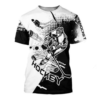 Nový Letný Šport Hokej Obrázok Muži T-Shirts Bežné 3D Tlač Tees Hip Hop Osobnosti Okrúhlym Výstrihom, Krátky Rukáv, Zábavné Topy