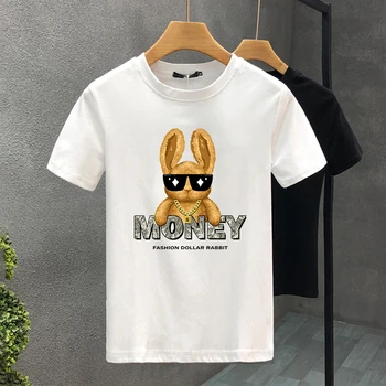 Nové Peniaze Králik Na pánske T-shirt Bavlna Vysokej Kvality Tvorivosti Tlač 2yk Luxusné Značky Letné Tričká Značky Topy Unisex Nadrozmerné