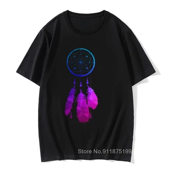 Geo Neon Dreamcatcher Crewneck Top T-shirts Leto/Jeseň Bežné Topy & Tričká Krátky Rukáv Kupóny Bavlnená Tkanina T-Shirt Dospelých