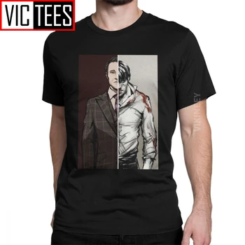Muži Sú Tabuľky Sústruženie Hannibal Variant Tričko Lecter Mads Horor Hannigram Bavlna Nadrozmerné T-Shirt