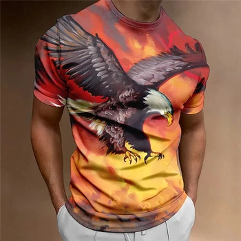 3D American Eagle Tees Grafika Tlač T-shirt Muži/Ženy Móda Bežné Topy Unisex Nadrozmerné O-Neck Tričká Krátky Rukáv