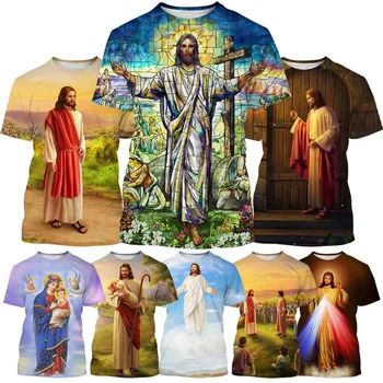 2022 Nové Letné Boh Módne 3D Vytlačené T-shirt Mužov a Žien okolo Ježiša Milovať Každého Kresťana, Topy