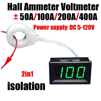 120V DC Hala Digitálny Voltmeter Ammeter 400A 200A 100A Battery Monitor Nabíjania a Vybíjania 12V 24V 48V 60V Li-ion LiFePO4 Olovené